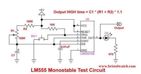 One Shot 555 Timer Schematic 555 Timer Monostable Mode One Shot
