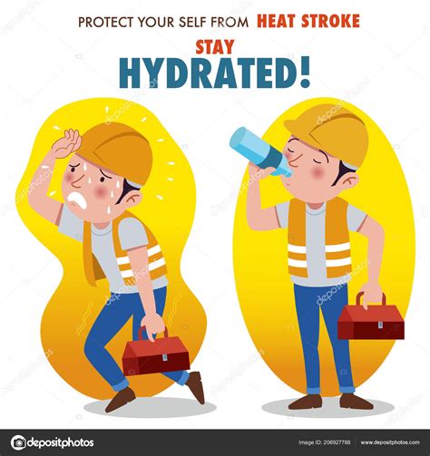 Protect Yourself Heat Stroke Stay Hydrated Illustration