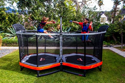 Bounce Pro Battle Zone 8 X 14 Foot Double Trampoline With Enclosure