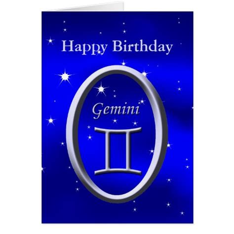 As a fellow gemini, i shamelessly enjoy the reflected pride in knowing that you're one as well. Happy Birthday Gemini Greeting Card | Zazzle