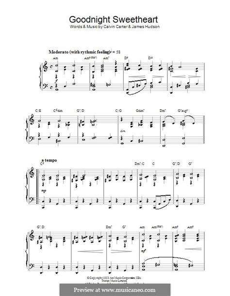 Goodnight Sweetheart By C Carter J Hudson Sheet Music On Musicaneo