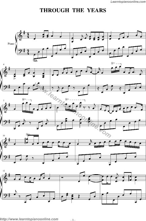 Through The Years By Kenny Rogers Free Piano Sheet Music Learn How To