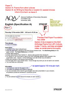 They were written in exam conditions and took 45 minutes from start to finish. AQA GCSE english language paper 2 revision - Document in ...