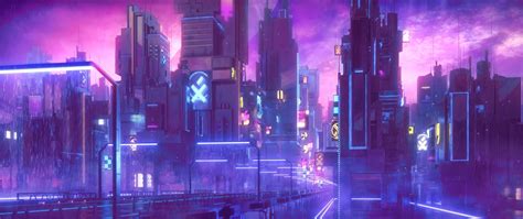 City Animated Digital Wallpaper Cyberpunk Neon 2k Wallpaper