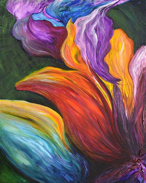 Abstract Vibrant Flowers Painting By Michelle Pier