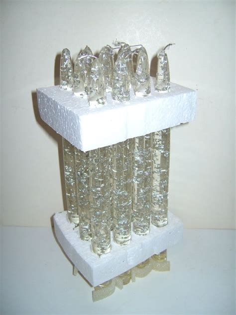 Box With 12 Silver Flecks Lucite Candles 1960s Unused Clear Lucite