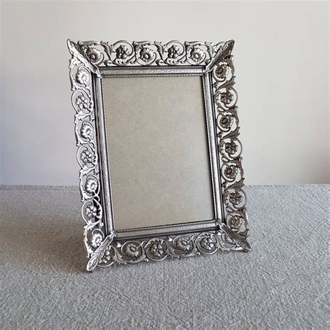 5 X 7 Silver Metal Picture Frame Ornate Filigree Floral Design