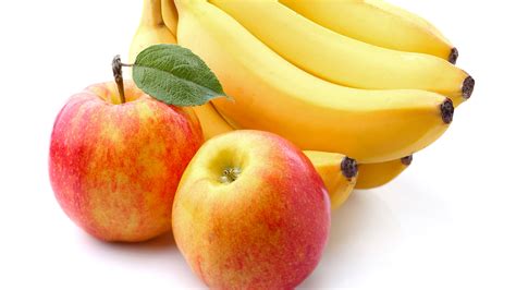 Foto Äpfel Bananen Das Essen Hautnah Weißer Hintergrund 3840x2160