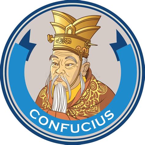 Confucius Vector Portrait In Line Art Illustration Stock Vector