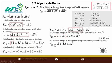 1 2 Álgebra De Boole Ejercicio 10 Youtube