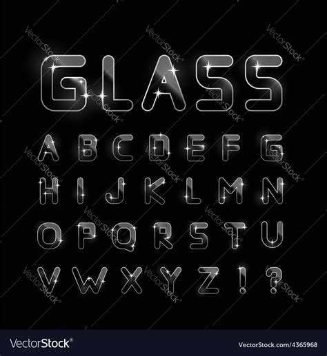 Glass Font Royalty Free Vector Image Vectorstock