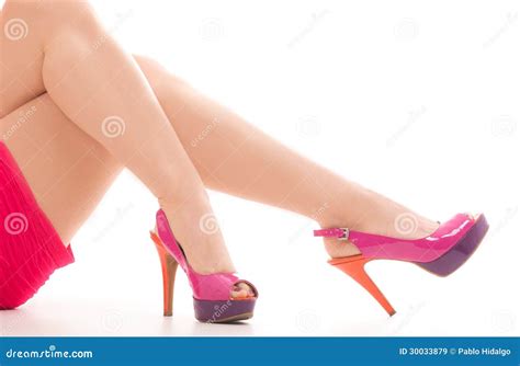 Beautiful Legs In Red Shoes On White Background Stock Image Image Of Glamor Slim 30033879