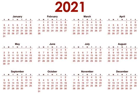 Calendar 2021 Png Images Png All Png All