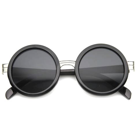Large Round Frame With Metal Accents Retro Sunglasses 9888 Retro