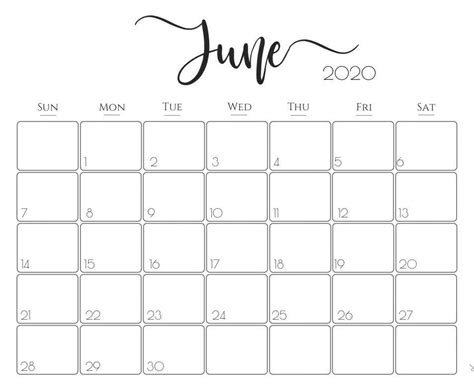 Cute June Calendar 2020 June Junecalendar June2020 2020calendar