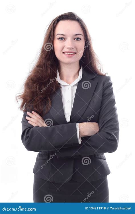 Portrait Of Successful Business Womanisolated On White Stock Photo