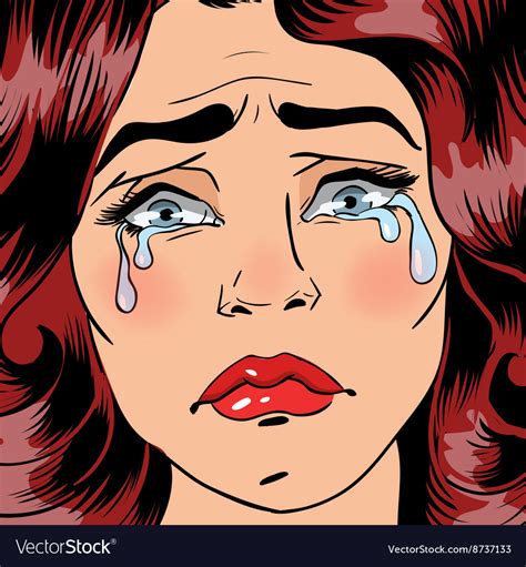 woman crying exhausted pop art royalty free vector image