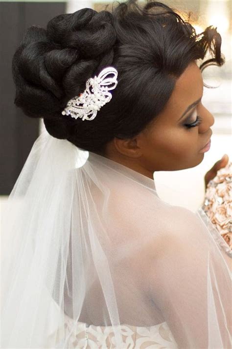 Black Women Wedding Hairstyles Twisted Updo With Veil Justbbeautiful