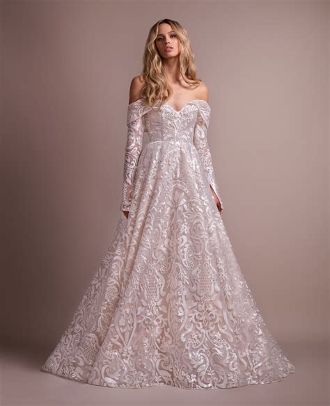 Lace Wedding Dress With Removable Off The Shoulder Long Sleeves