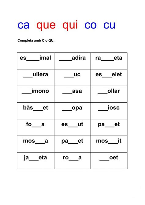 Ortografia Ca Que Qui Co Cu Ficha Interactiva Actividades De