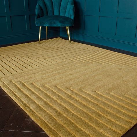 Hand Carved Mustard Wool Rug Audenza Colourful Living Room Rugs In