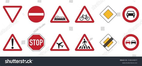 International Traffic Sign Set Traffic Symbols Stock Vector Royalty