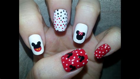 Nail Art Mickey And Minnie Mouse Nail Design Youtube