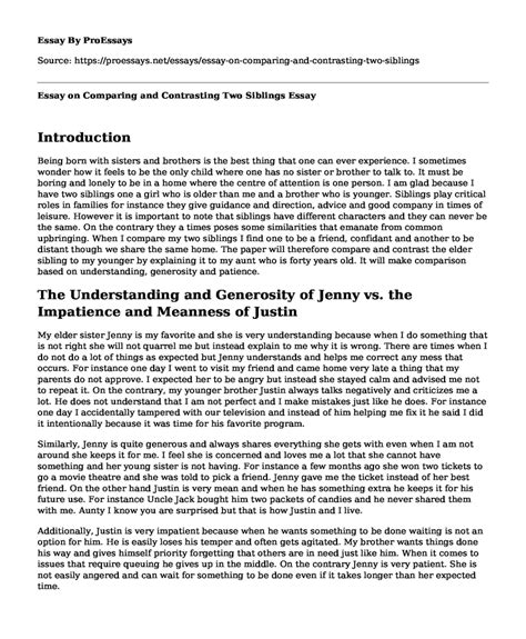 📌 Essay On Comparing And Contrasting Two Siblings Free Essay Term