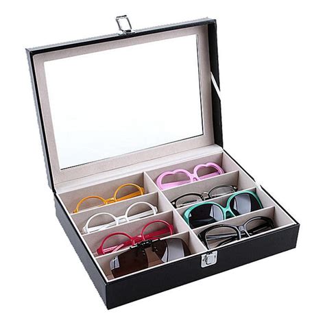 2021 Eyeglass Sunglasses Storage Box With Window Imitation Leather Glasses Display Case Storage