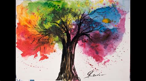 Rainbow Tree Watercolor Painting Youtube