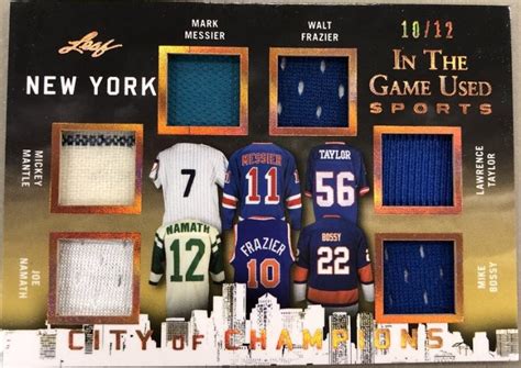 City Of Champions Relics Joe Namath Mickey Mantle Mark Messier Walt