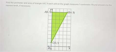 Find The Perimeter And Area Of Triangle Abc If Each Unit On The Graph
