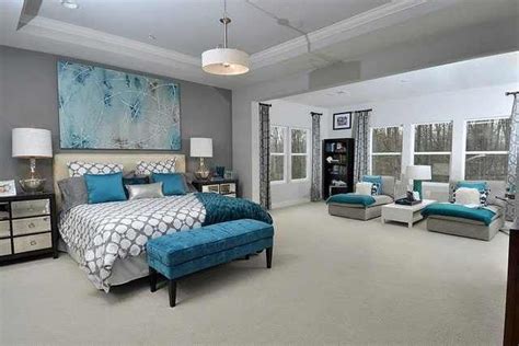 White teal bedroom platform bed interior design ideas. Grey and Teal Bedroom - Decor Ideas