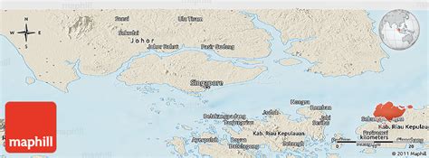 Shaded Relief Panoramic Map Of Singapore