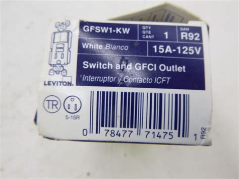 Leviton Gfsw1 Kw Switch And Gfci Outlet White 15a 125v Ebay