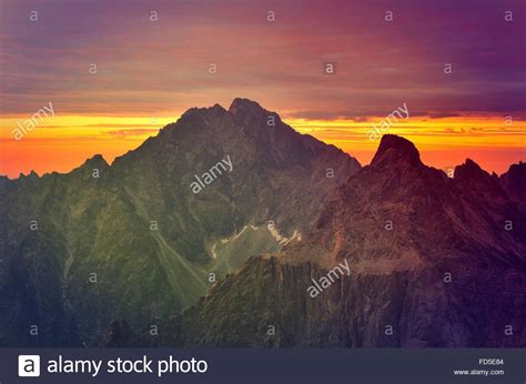 Mountain Landscape At Sunset View Of The Rysy On Gerlach Peak