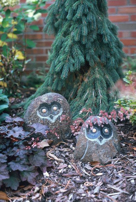 Carved Stone Garden Owls Owl Garden Art Garden Owl Garden Art