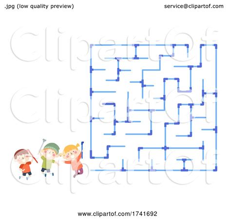 Kids Group Pipes Maze Start Illustration By Bnp Design Studio 1741692