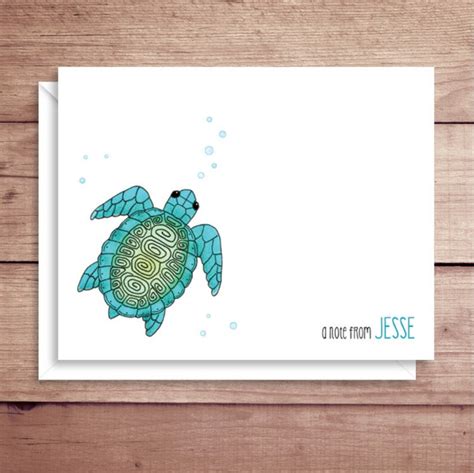 Sea Turtle Note Cards Folded Turtle Note Cards Etsy