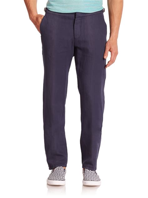 Lyst Orlebar Brown Bedlington Linen And Cotton Pants In Blue For Men