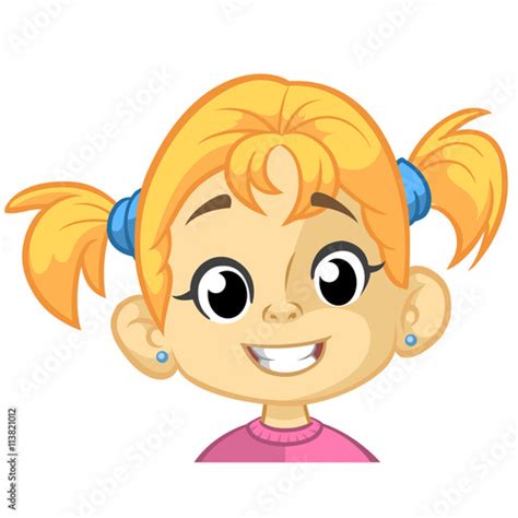 Happy Cheerful Baby Girl Laughing Vector Illustration Of A Little Kid
