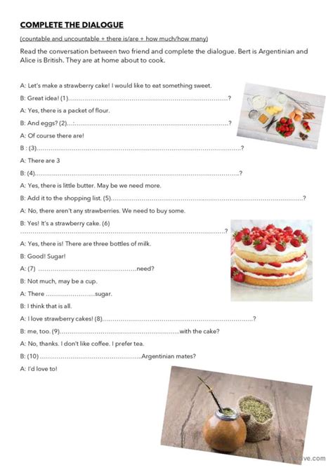 Lets Make A Cake English Esl Worksheets Pdf And Doc