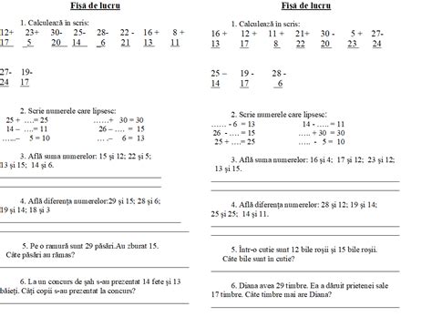 Probleme Matematica Clasa 1 Cu Doua Operatii