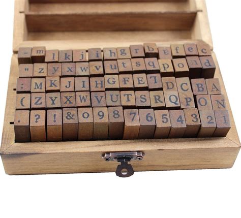 Resulzon 70pcs Mini Lovely Alphabet Stamps Vintage Wooden Rubber Letter