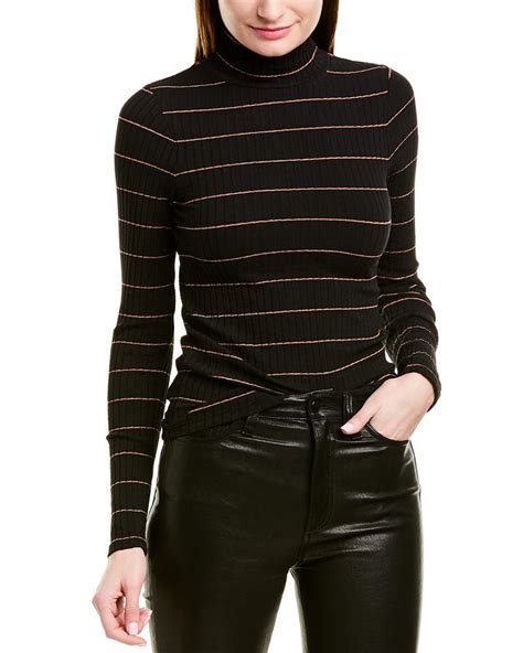 Vince Cotton Ribbed Turtleneck Sweater In Black Lyst
