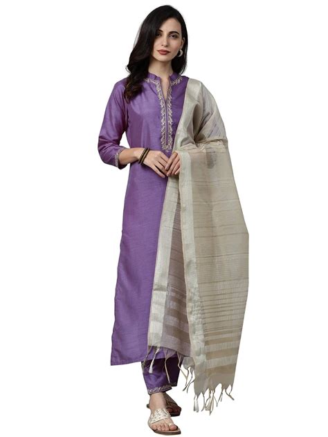 Buy Indo Era Womens Polyester Embroidered Straight Kurta Trouser With