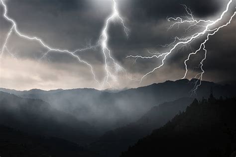 Thunderstorm Lightning Storm Mountain Stock Photos Pictures And Royalty