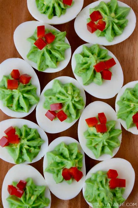 Savory fun food recipes that wow! Christmas Deviled Eggs | Just a Taste
