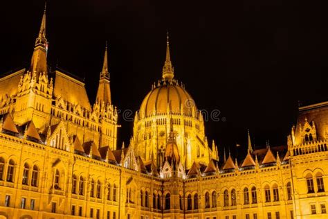 Low Angle View Of The Famous Hungarian Parliament Building In Budapest