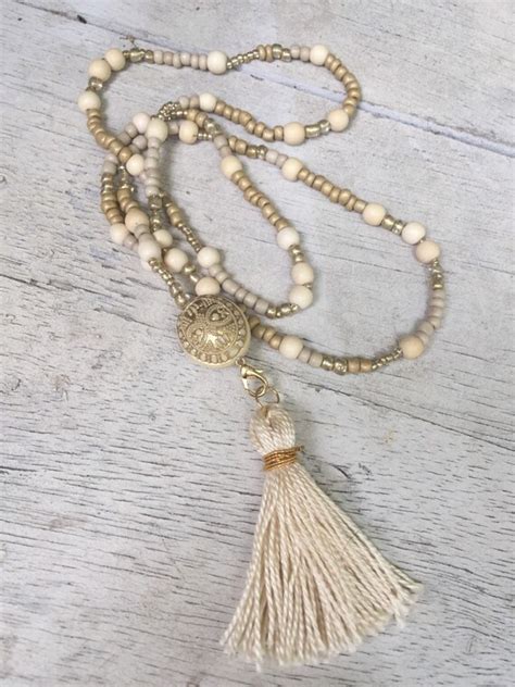 Items Similar To Beaded Tassel Necklace Tassel Necklace On Etsy